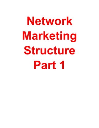 Network
Marketing
Structure
Part 1
 