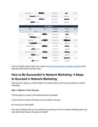 Network Marketing Success: 4 Steps to Network Marketing Success | PDF