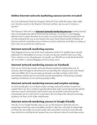 Network marketing success secrets revealed