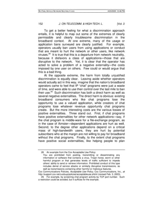 WU FINAL ARTICLE NETWORK NEUTRALITY.DOC 4/23/2005 12:46 PM 
152 J. ON TELECOMM. & HIGH TECH. L. [Vol. 2 
To get a better f...