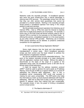 WU FINAL ARTICLE NETWORK NEUTRALITY.DOC 4/23/2005 12:46 PM 
174 J. ON TELECOMM. & HIGH TECH. L. [Vol. 2 
Networks under th...