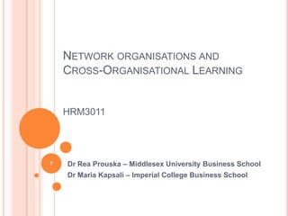 Network organisations andCross-Organisational LearningHRM3011 Dr Rea Prouska – Middlesex University Business School Dr Maria Kapsali – Imperial College Business School 1 