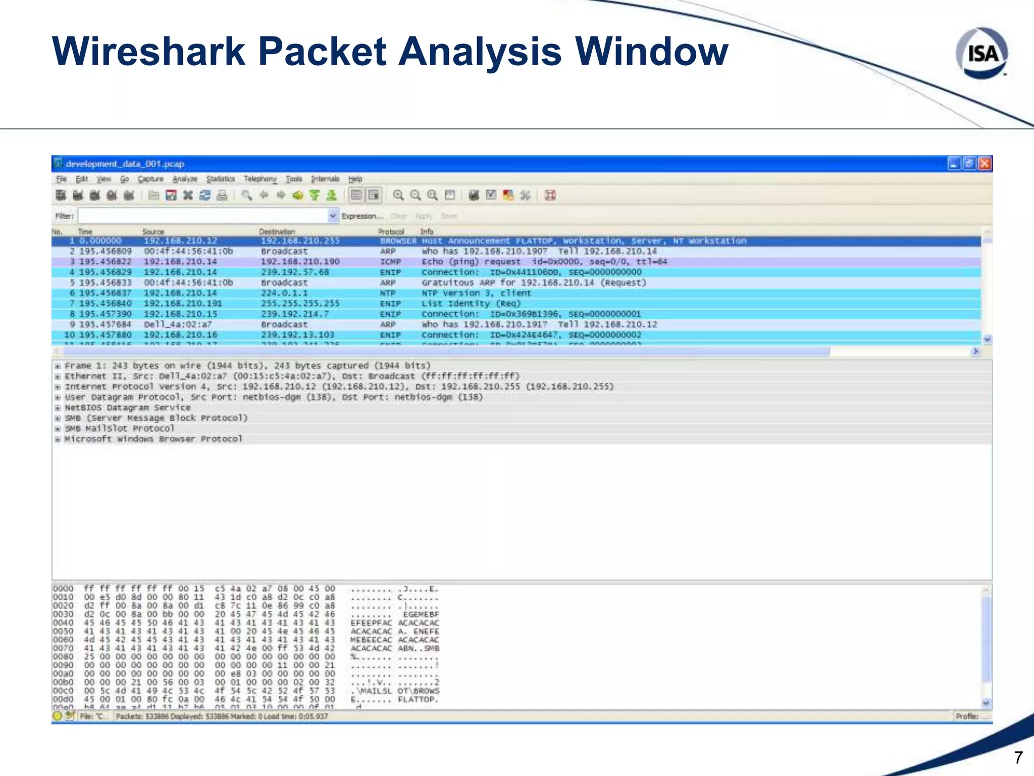Wireshark Packet Analysis Window

7

 