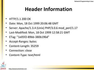 Header Information HTTP/1.1 200 OK Date: Mon, 18 Oct 1999 20:06:48 GMT Server: Apache/1.3.4 (Unix) PHP/3.0.6 mod_perl/1.17 Last-Modified: Mon, 18 Oct 1999 12:58:21 GMT ETag: "1e05f2-89bb-380b196d" Accept-Ranges: bytes Content-Length: 35259 Connection: close Content-Type: text/html 