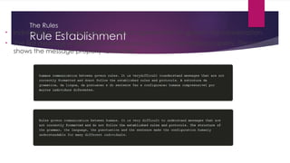The Rules
Rule Establishment
• Individuals must use established rules or agreements to govern the conversation.
• The first message is difficult to read because it is not formatted properly. The second
shows the message properly formatted
 