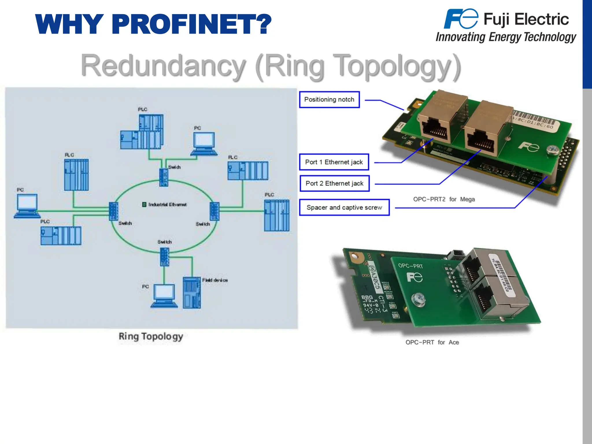 WHY PROFINET?
Redundancy (Ring Topology)
OPC-PRT2 for Mega
OPC-PRT for Ace
 