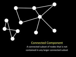 Connected Component
 A connected subset of nodes that is not
contained in any larger connected subset
 