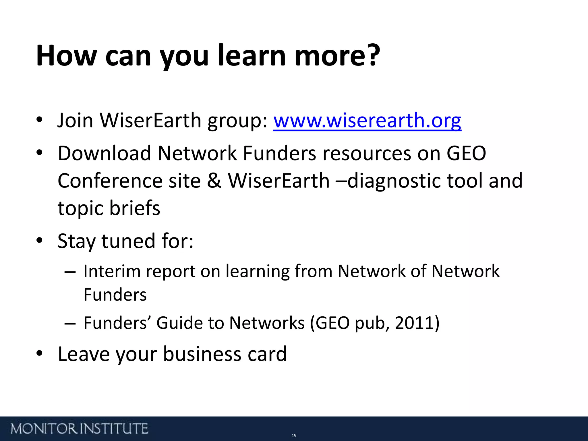 What are networks good for?sharing and building knowledge