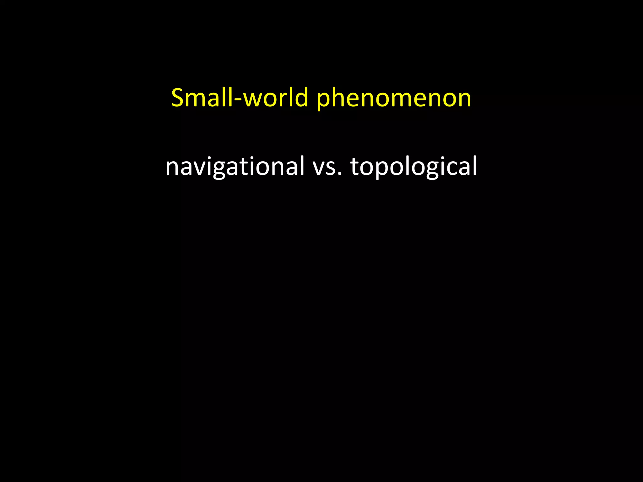 Small-world phenomenon navigational vs. topological 