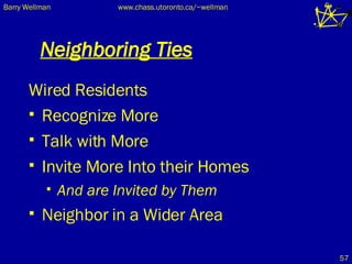 Neighboring Ties   Wired Residents Recognize More Talk with More Invite More Into their Homes  And are Invited by Them Neighbor in a Wider Area 
