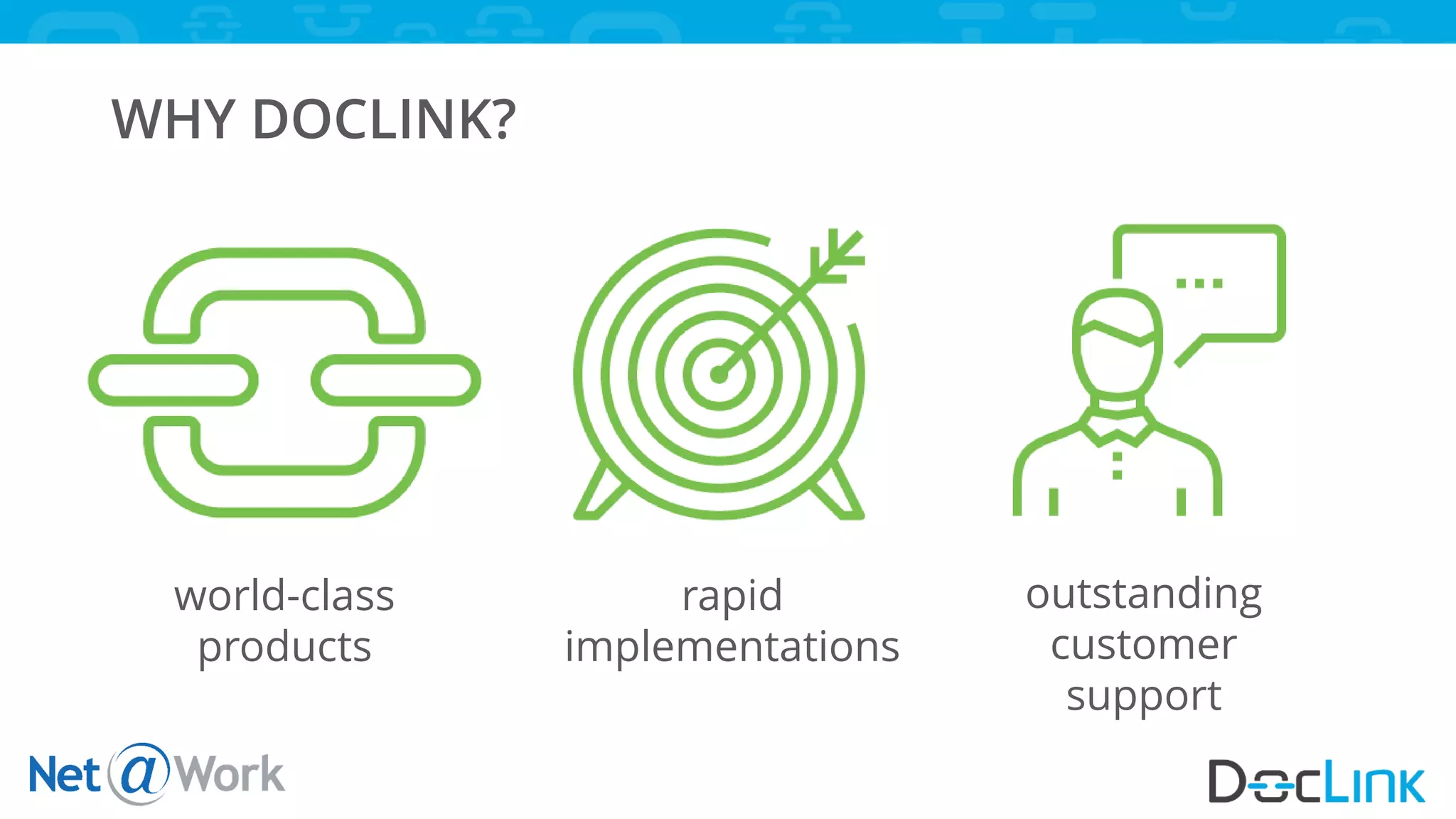 WHY DOCLINK?
world-class
products
rapid
implementations
outstanding
customer
support
 