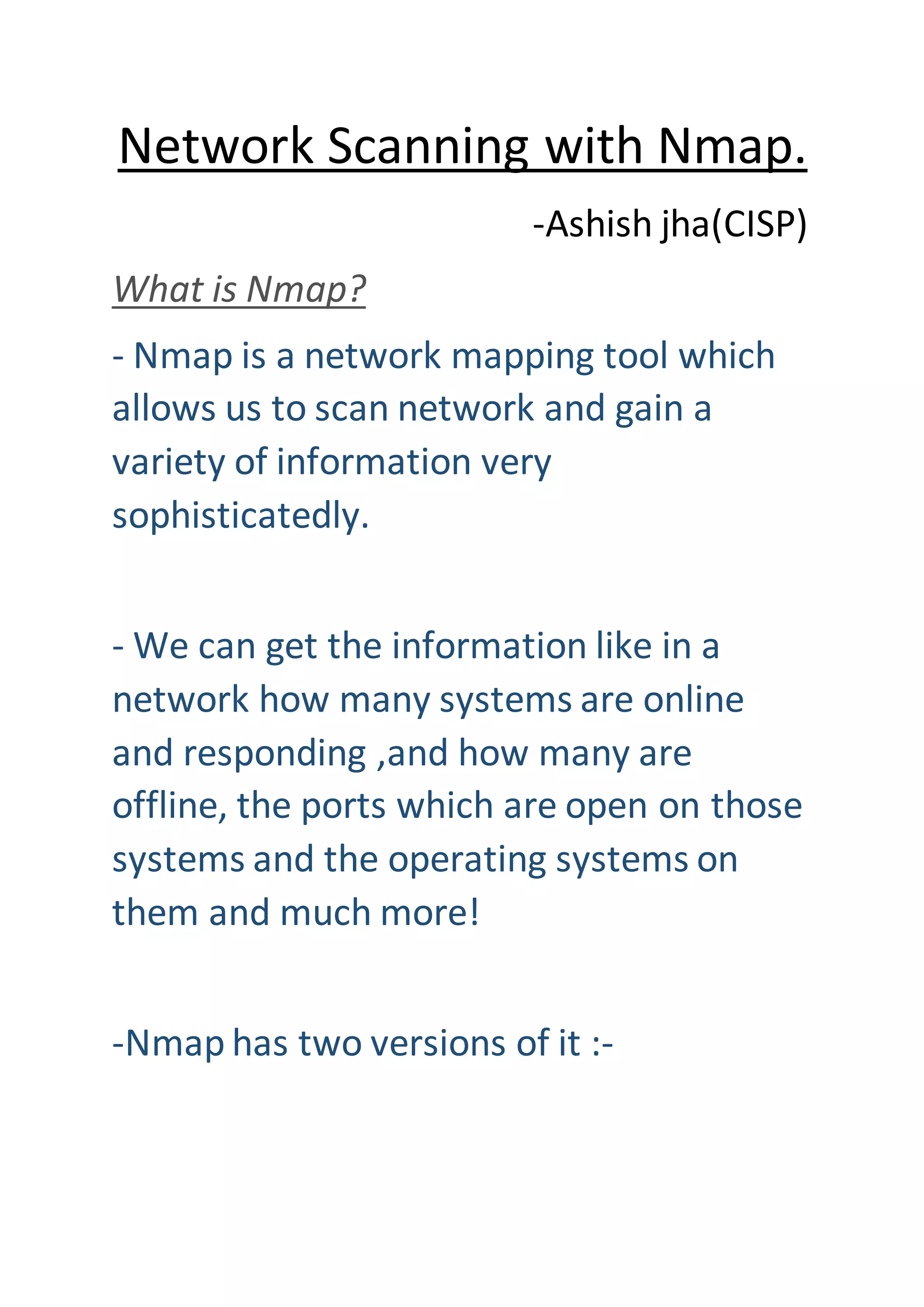 Network scanning with nmap | DOCX