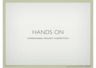 HANDS ON
WIRESHARK PACKET INSPECTION




                         AHMAD MUAMMAR !(C)2011 | @Y3DIPS
 