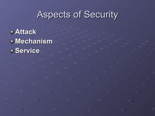 Aspects of Security Attack   Mechanism Service 