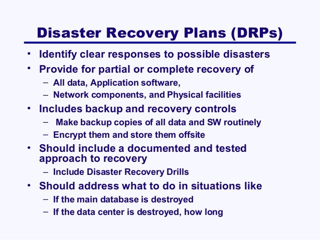 network disaster recovery plans