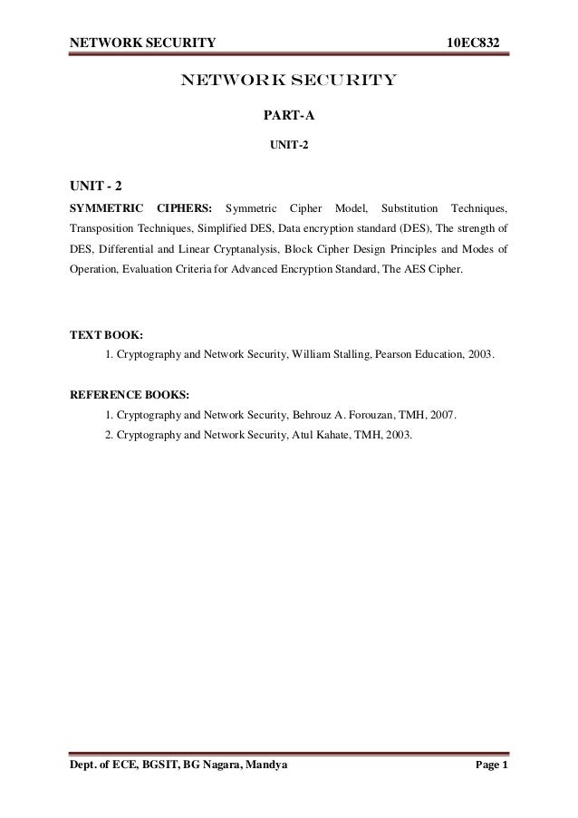 Network Security 10ec832 Vtu Notes