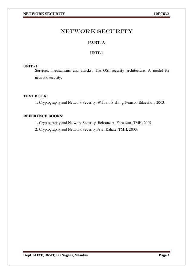 Network Security 10ec832 Vtu Notes