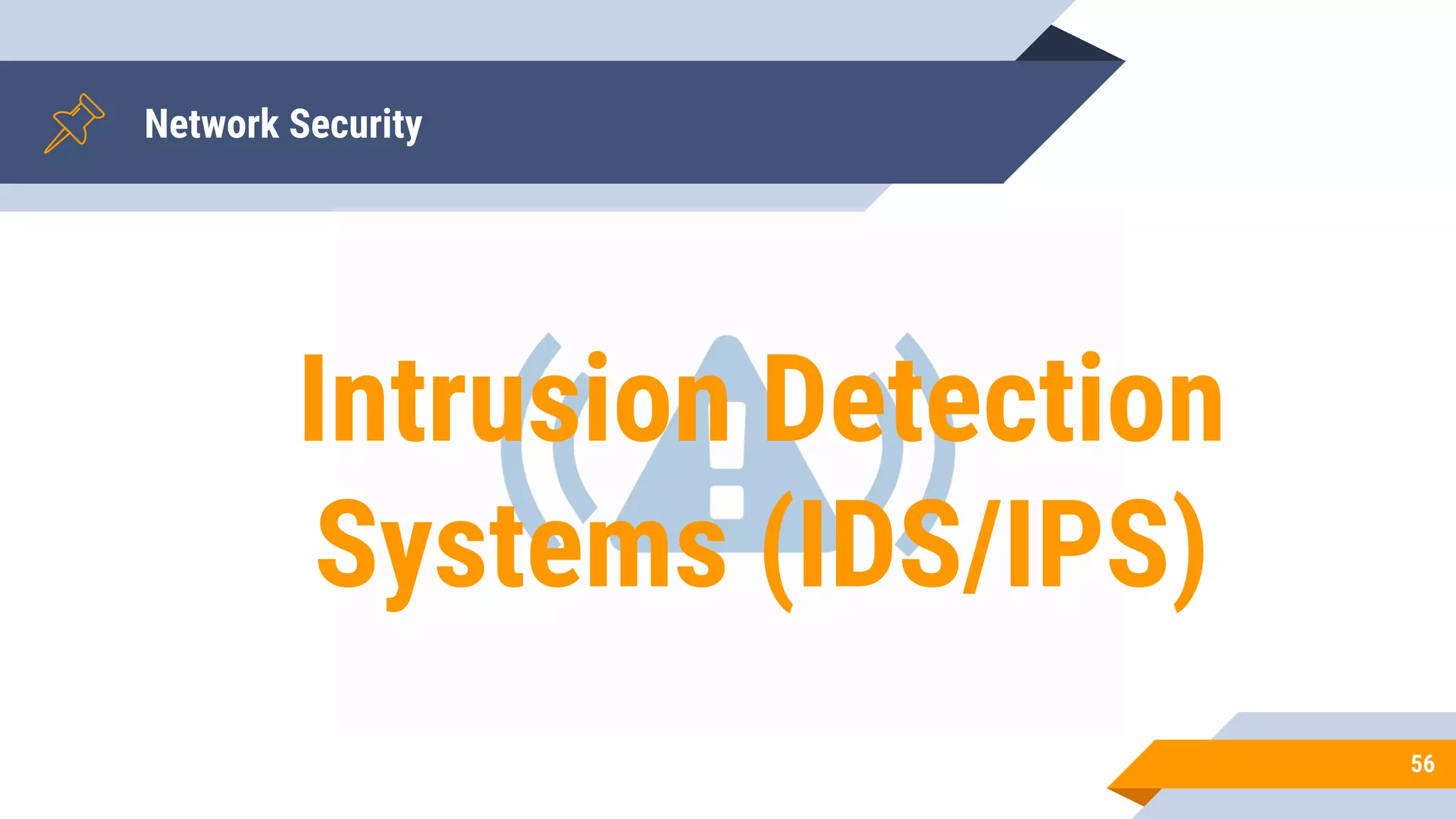 Network Security
56
Intrusion Detection
Systems (IDS/IPS)
 