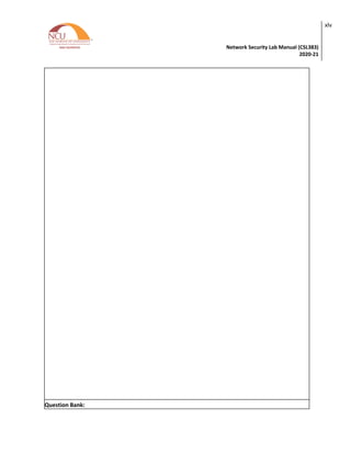 Network Security Lab Manual (CSL383)
2020-21
xlv
Question Bank:
 