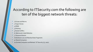 Network security threats and solutions | PPTX