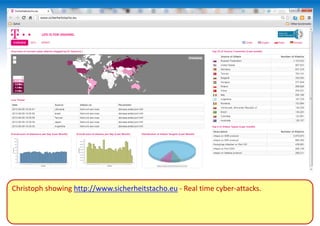 Christoph showing http://www.sicherheitstacho.eu - Real time cyber-attacks.
 