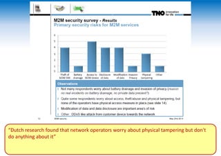 “Dutch research found that network operators worry about physical tampering but don't
do anything about it”
 