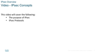 © 2021 Cisco and/or its affiliates. All rights reserved. Cisco Confidential
IPsec Overview
Video - IPsec Concepts
This video will cover the following:
• The purpose of IPsec
• IPsec Protocols
13
 