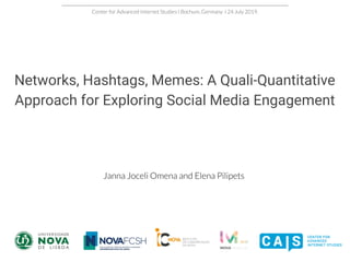 Networks, Hashtags, Memes: A Quali-Quantitative
Approach for Exploring Social Media Engagement
 