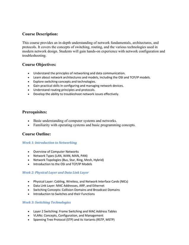 Image showcasing Network Switching and Routing Network Switching and Routing | PDF