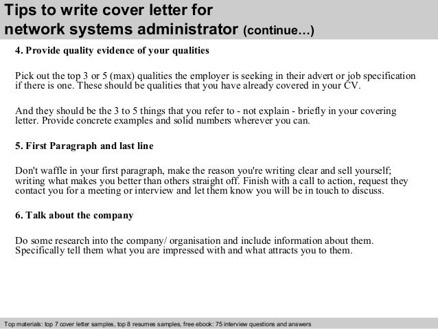 network systems administrator cover letter cover letter for system administrator