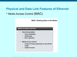 Physical and Data Link Features of Ethernet
 Media Access Control (MAC)

ITE 1 Chapter 6

© 2006 Cisco Systems, Inc. All rights reserved.

Cisco Public

7

 