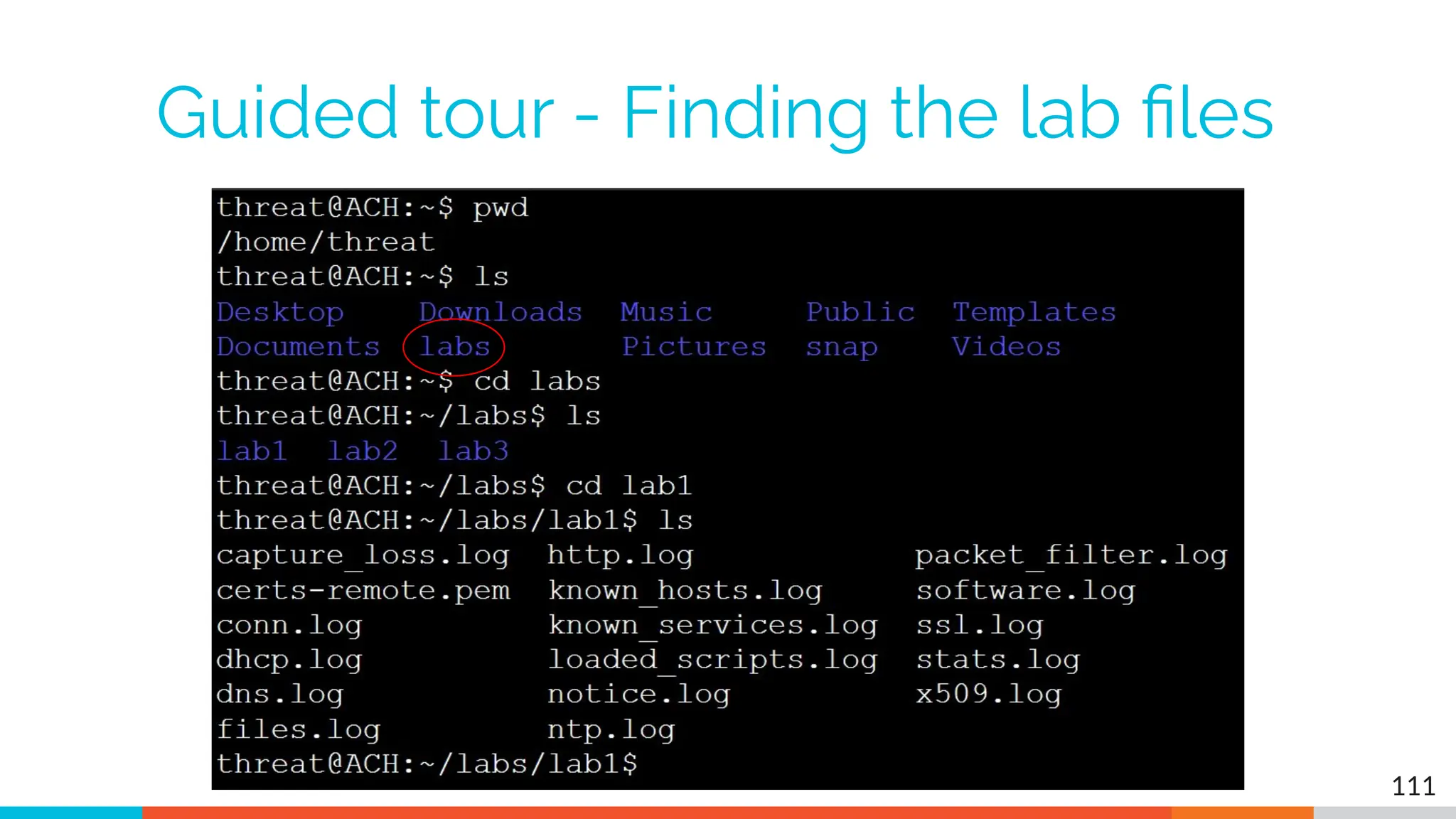 Guided tour - Finding the lab ﬁles
111
 