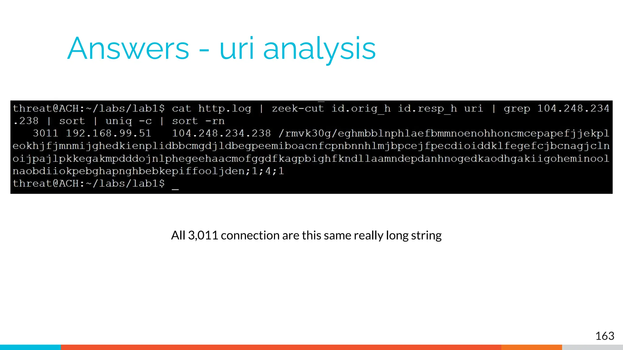 Answers - uri analysis
163
All 3,011 connection are this same really long string
 