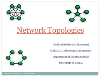 Lekshmi Krishna M.R(100609) MTECH – Technology Management Department of Futures Studies University of Kerala Network Topologies 