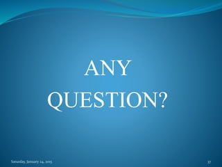ANY
QUESTION?
Saturday, January 24, 2015 37
 