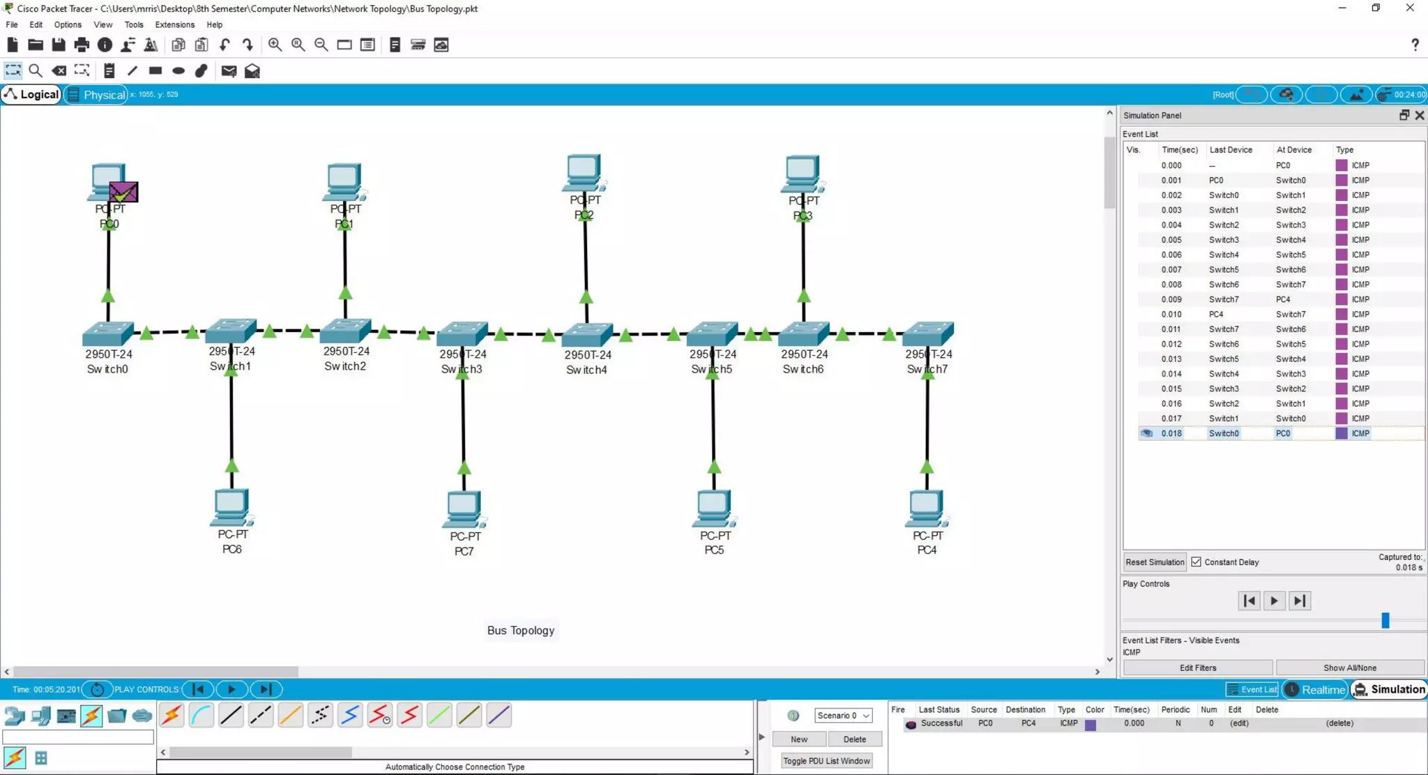 Network Topology Simulation in packet tracer