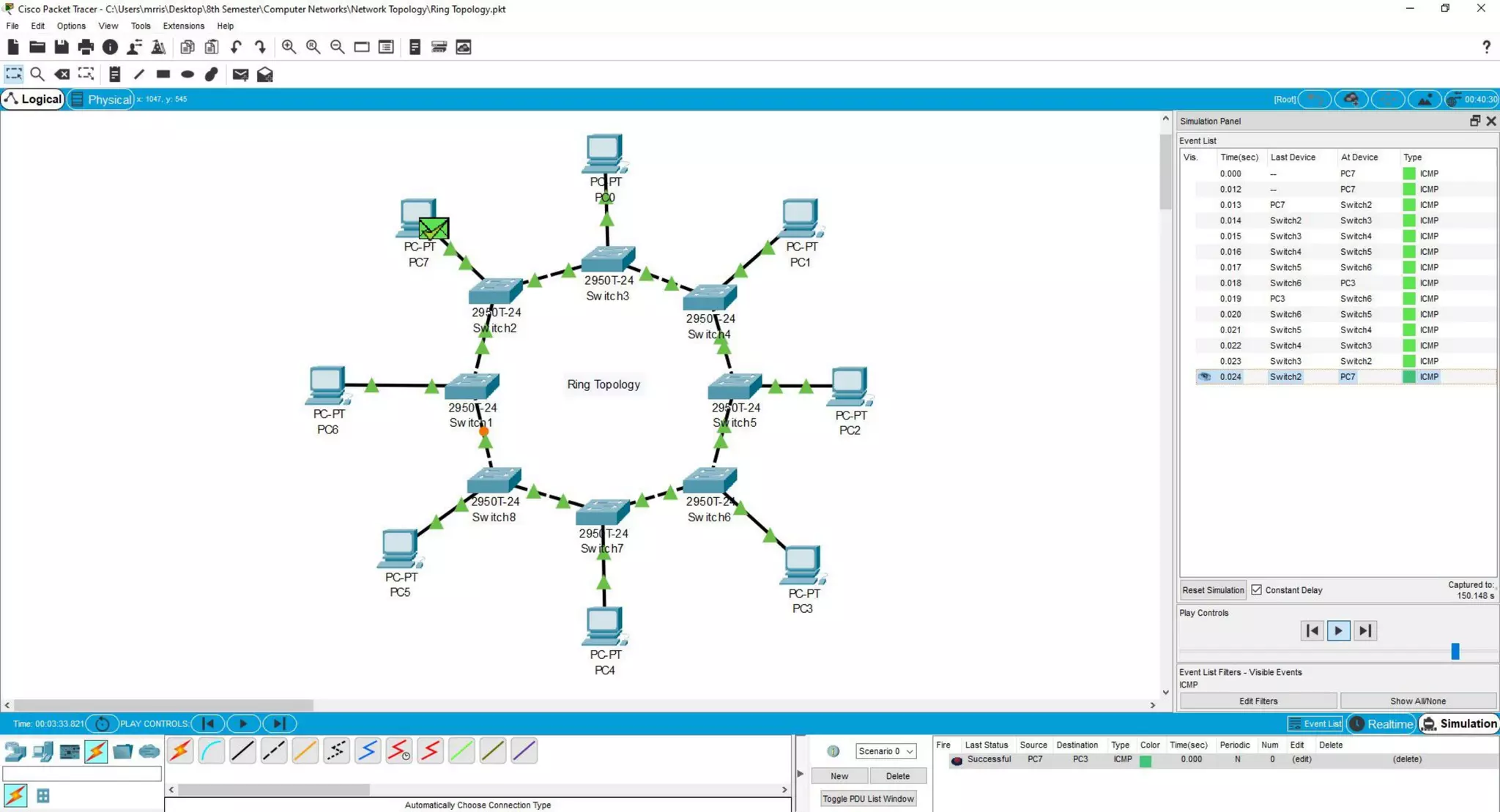 Network Topology Simulation in packet tracer
