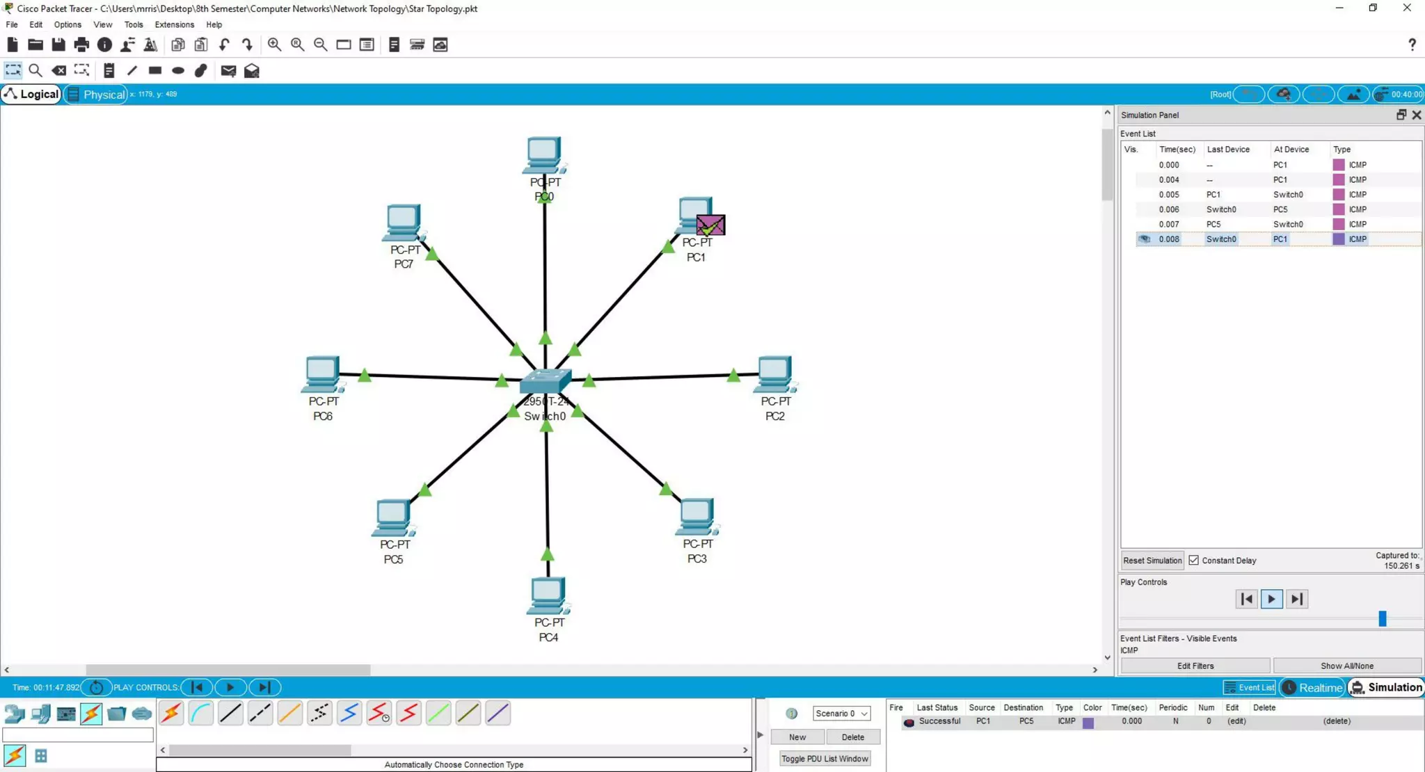 Network Topology Simulation in packet tracer