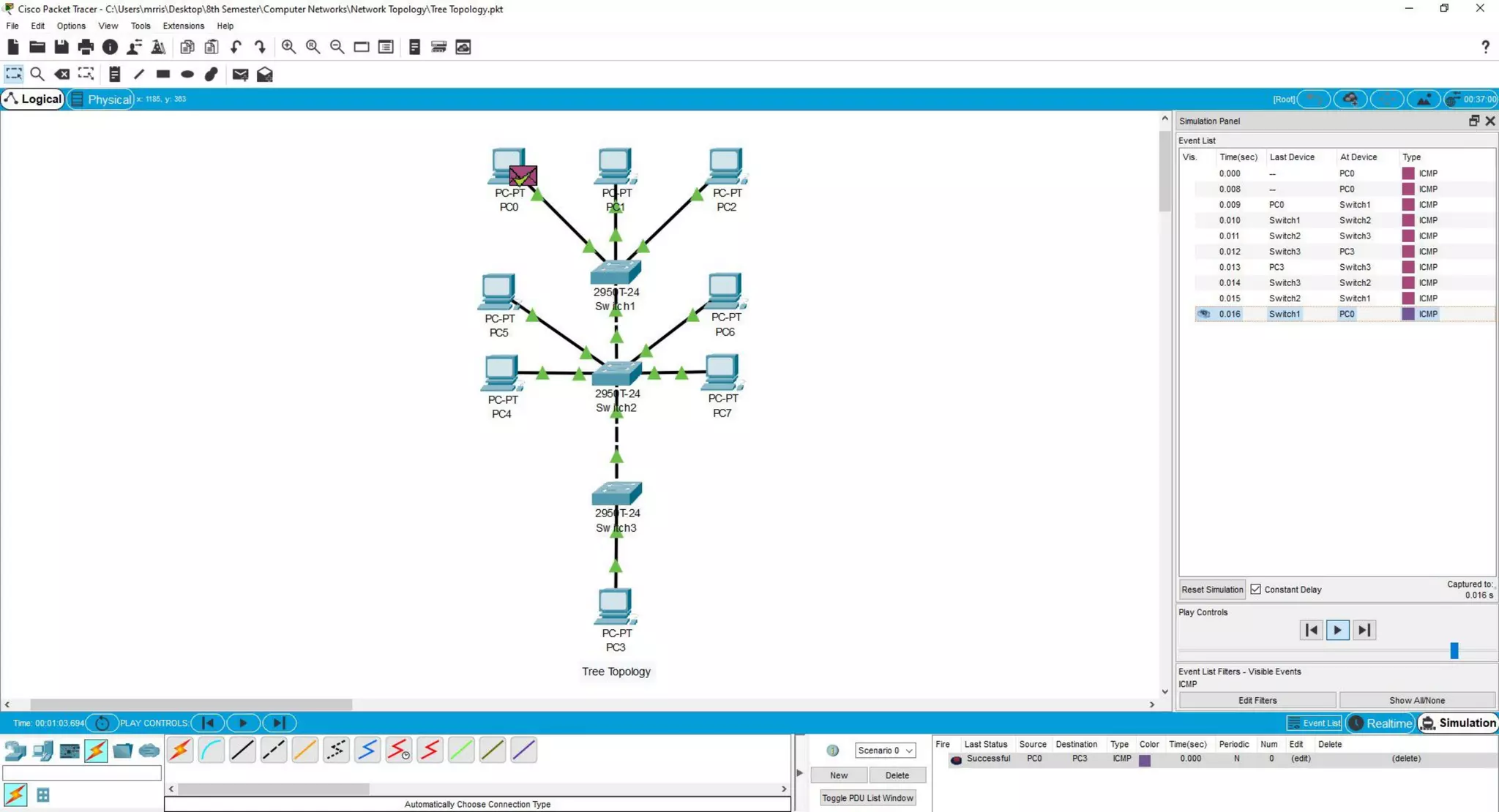 Network Topology Simulation in packet tracer