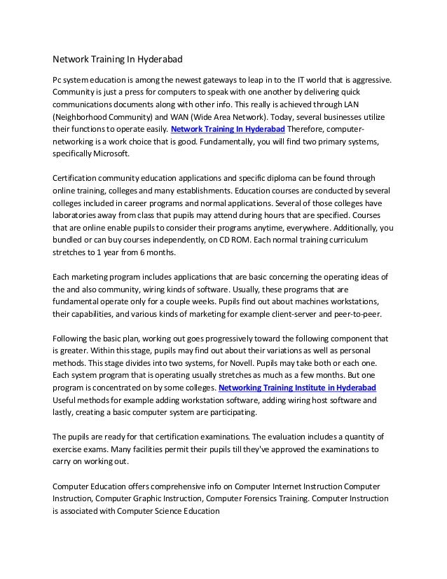 Network training institute in hyderabad