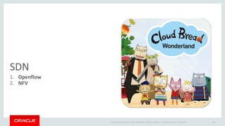 Copyright © 2014 Oracle and/or its affiliates. All rights reserved. |
SDN
1. Openflow
2. NFV
Oracle Confidential – Restricted 121
 