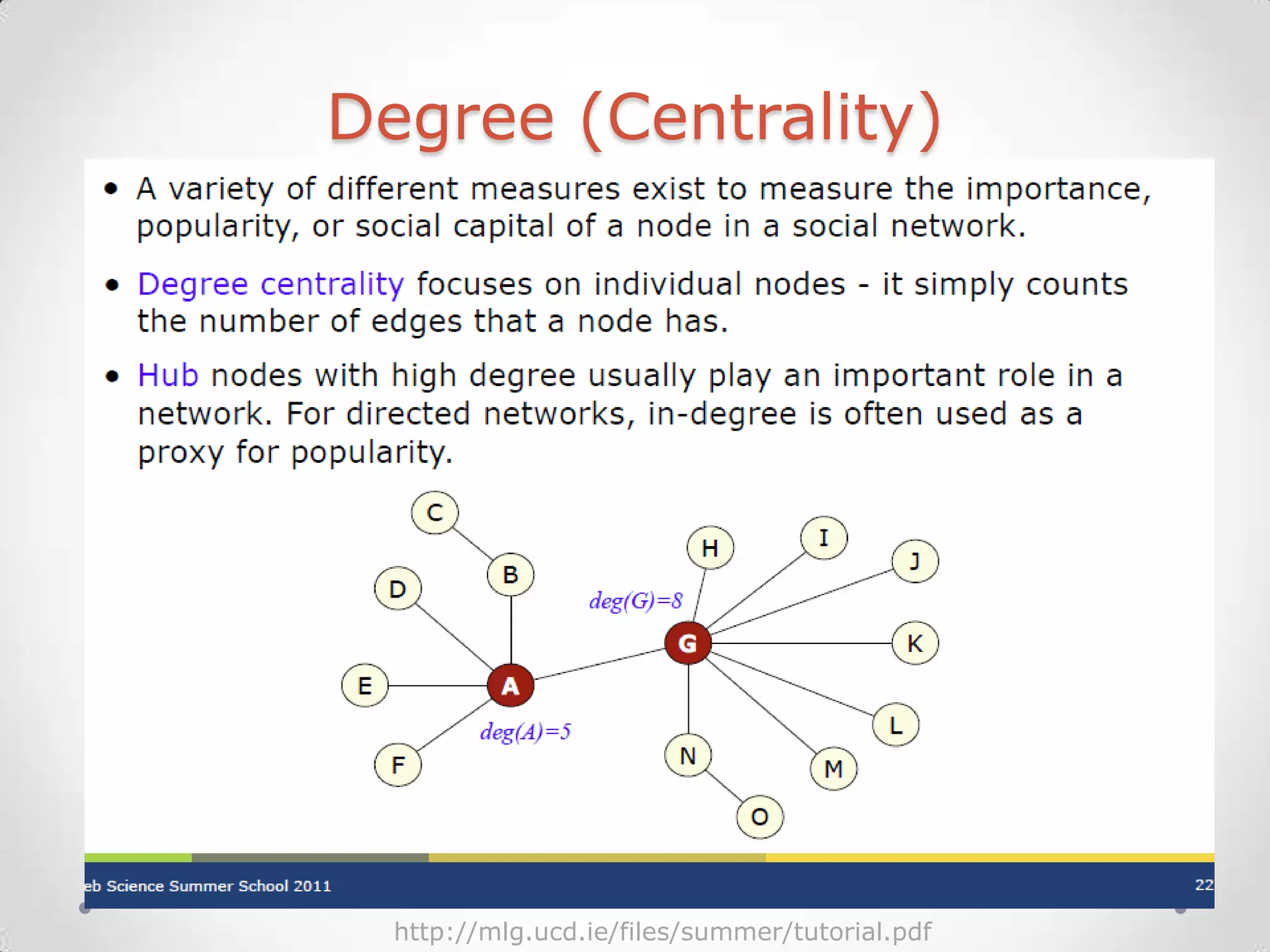 Degree (Centrality)




  http://mlg.ucd.ie/files/summer/tutorial.pdf
 