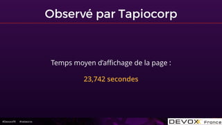 #DevoxxFR #networxx
Observé par Tapiocorp
Temps moyen d’aﬃchage de la page :
23,742 secondes
 