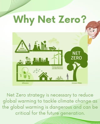 Why Net Zero?
Net Zero strategy is necessary to reduce
global warming to tackle climate change as
the global warming is dangerous and can be
critical for the future generation.
 