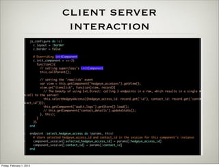 client server
                            interaction




Friday, February 1, 2013
 