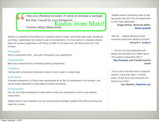 Kudos from Matz!




Friday, February 1, 2013
 