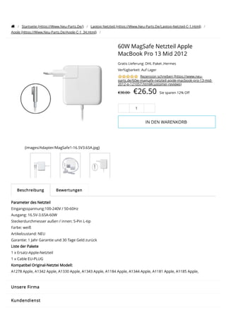 MagSafe Netzteil Apple MacBook Pro 13 Mid 2012 fromneu-parts.de.pdf