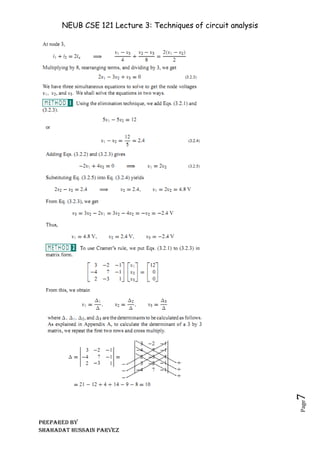 NEUB CSE 121 Lecture 3: Techniques of circuit analysis
Prepared BY
Shahadat Hussain Parvez
Page
7
 