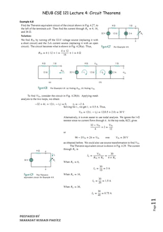 NEUB CSE 121 Lecture 4: Circuit Theorems
Prepared BY
Shahadat Hussain Parvez
Page
11
Example 4.8
 