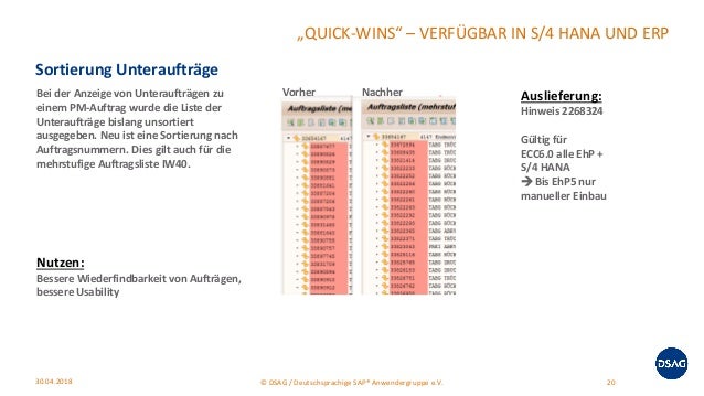Neuerungen Sap Pm 18 Dsag
